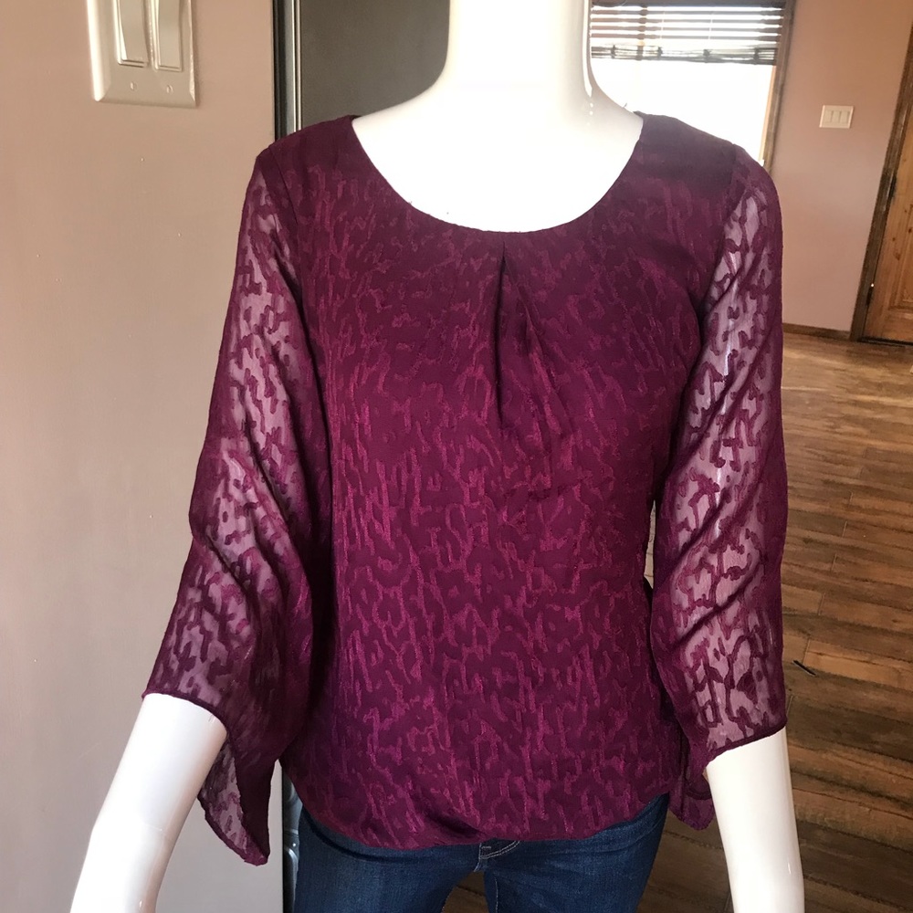 Burgundy Cheetah Print Blouse